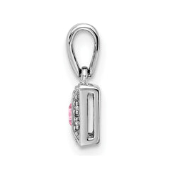 14K White Gold Family Jewelry Genuine Stone & Diamond Set Pendant - 11