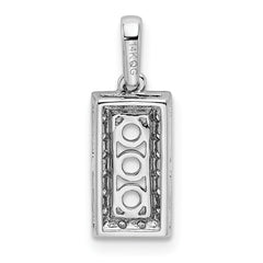 14K White Gold Family Jewelry Genuine Stone & Diamond Set Pendant - 12