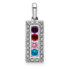 14K White Gold Family Jewelry Synthetic Stone & Diamond Set Pendant - 20