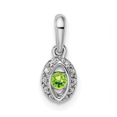 14K White Gold Family Jewelry Synthetic Stone & Diamond Set Pendant - 7