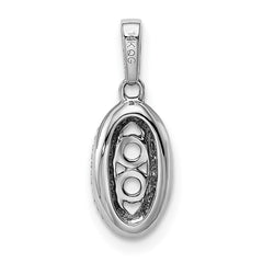 14K White Gold Family Jewelry Genuine Stone & Diamond Set Pendant - 13
