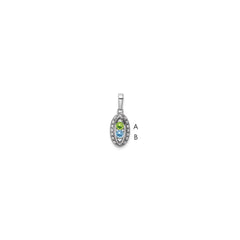 14K White Gold Family Jewelry Synthetic Stone & Diamond Set Pendant - 10