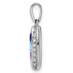14K White Gold Family Jewelry Genuine Stone & Diamond Set Pendant - 19