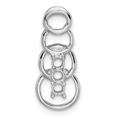 14k White Gold 3 Genuine Stone Family Pendant