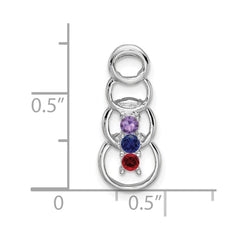 14k White Gold 3 Genuine Stone Family Pendant