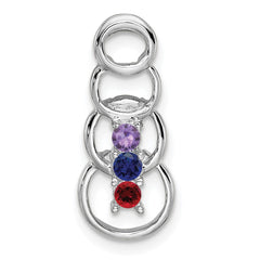 14k White Gold 3 Synthetic Stone Family Pendant - 3