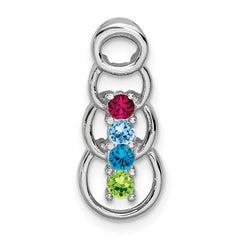 14k White Gold 4 Genuine Stone Family Pendant
