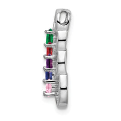 14k White Gold 5 Genuine Stone Family Pendant - 4
