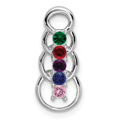 14k White Gold 5 Genuine Stone Family Pendant - 4