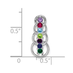 14k White Gold 7 Synthetic Stone Family Pendant