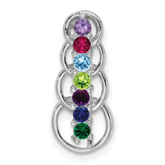 14k White Gold 7 Genuine Stone Family Pendant - 3