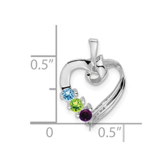 14k White Gold 3 Synthetic Stone Family Pendant - 4