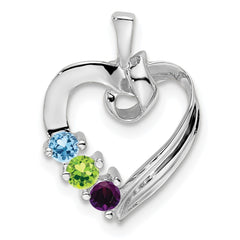 14k White Gold 3 Genuine Stone Family Pendant - 3