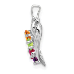 14k White Gold 4 Synthetic Stone Family Pendant - 2