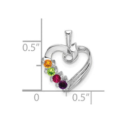 14k White Gold 4 Synthetic Stone Family Pendant - 2