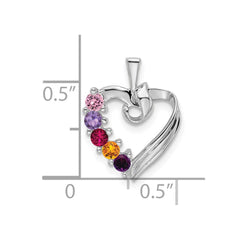 14k White Gold 5 Genuine Stone Family Pendant