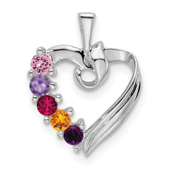 14k White Gold 5 Synthetic Stone Family Pendant - 3