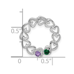 14k White Gold 2 Synthetic Stone Family Pendant - 3