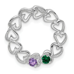 14k White Gold 2 Synthetic Stone Family Pendant - 3