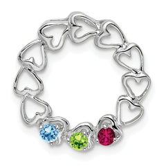 14k White Gold 3 Synthetic Stone Family Pendant - 2