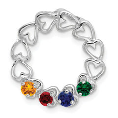 14k White Gold 4 Synthetic Stone Family Pendant - 4