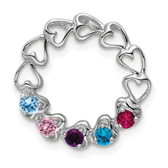 14k White Gold 5 Synthetic Stone Family Pendant - 4