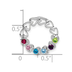 14k White Gold 6 Genuine Stone Family Pendant - 2