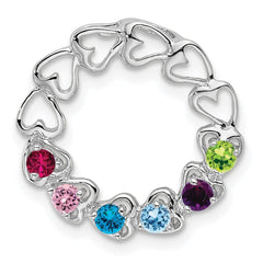 14k White Gold 6 Synthetic Stone Family Pendant