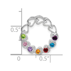 14k White Gold 7 Genuine Stone Family Pendant