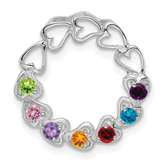 14k White Gold 7 Genuine Stone Family Pendant