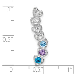 14k White Gold 3 Genuine Stone Family Pendant - 2