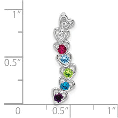 14k White Gold 5 Synthetic Stone Family Pendant - 2