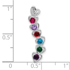 14k White Gold 6 Synthetic Stone Family Pendant - 3