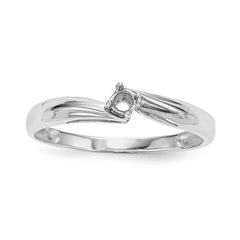 14k White Gold Polished 1-Stone Mothers Ring Mounting - 4