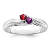 14k White Gold 3mm Synthetic Family Jewelry Ring - 5