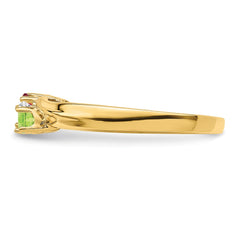 14k Genuine 3 Stone Mother's Ring - 11