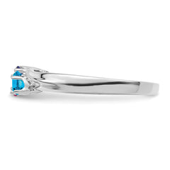 Sterling Silver Rhodium-plated Synthetic 3 Stone Mother's Ring - 56