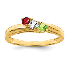 14k Genuine 3 Stone Mother's Ring - 11