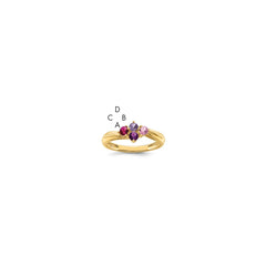 14k Polished 4-Stone Mothers Ring Mounting - 10