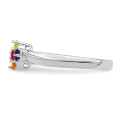 Sterling Silver Rhodium-plated Synthetic 4 Stone Mother's Ring - 76