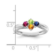 14k White Gold 3mm Synthetic Family Jewelry Ring - 7
