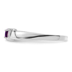 Sterling Silver Rhodium-plated Synthetic 1 Stone Mother's Ring - 6