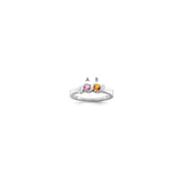 Sterling Silver Rhodium-plated Synthetic 2 Stone Mother's Ring - 70