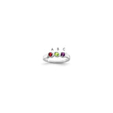 Sterling Silver Rhodium-plated Synthetic 3 Stone Mother's Ring - 104