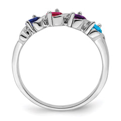 Sterling Silver Rhodium-plated Synthetic 4 Stone Mother's Ring - 57