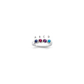 Sterling Silver Rhodium-plated Synthetic 4 Stone Mother's Ring - 80