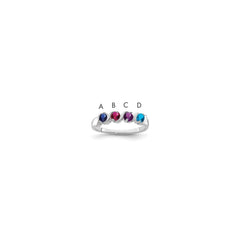 Sterling Silver Rhodium-plated Synthetic 4 Stone Mother's Ring - 79