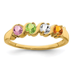 14k Genuine 4 Stone Mother's Ring - 8