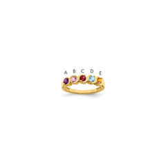 14k Genuine 5 Stone Mother's Ring - 6
