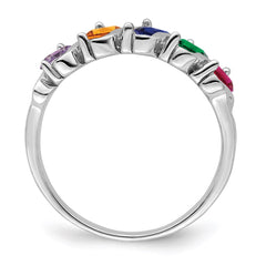 Sterling Silver Rhodium-plated Synthetic 5 Stone Mother's Ring - 54